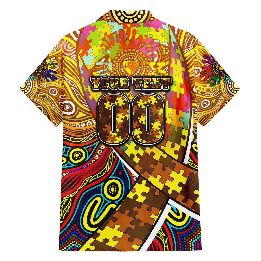 Autism Awareness Australia Hawthorn Hawks Family Matching Summer Maxi Dress and Hawaiian Shirt Aboriginal Indigenous Art