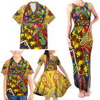 Autism Awareness Australia Hawthorn Hawks Family Matching Tank Maxi Dress and Hawaiian Shirt Aboriginal Indigenous Art