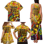 Autism Awareness Australia Hawthorn Hawks Family Matching Tank Maxi Dress and Hawaiian Shirt Aboriginal Indigenous Art