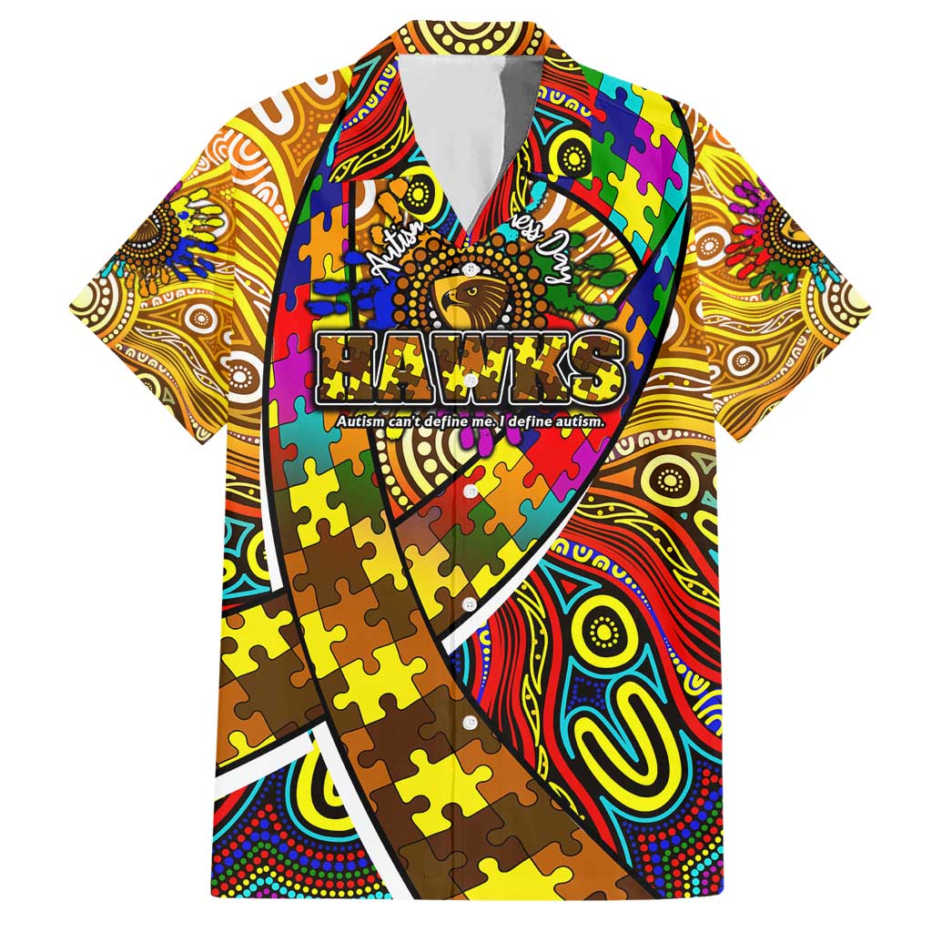 Autism Awareness Australia Hawthorn Hawks Hawaiian Shirt Aboriginal Indigenous Art