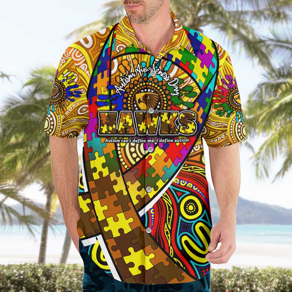 Autism Awareness Australia Hawthorn Hawks Hawaiian Shirt Aboriginal Indigenous Art