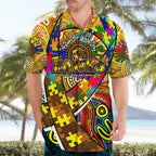 Autism Awareness Australia Hawthorn Hawks Hawaiian Shirt Aboriginal Indigenous Art