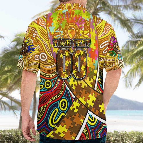 Autism Awareness Australia Hawthorn Hawks Hawaiian Shirt Aboriginal Indigenous Art
