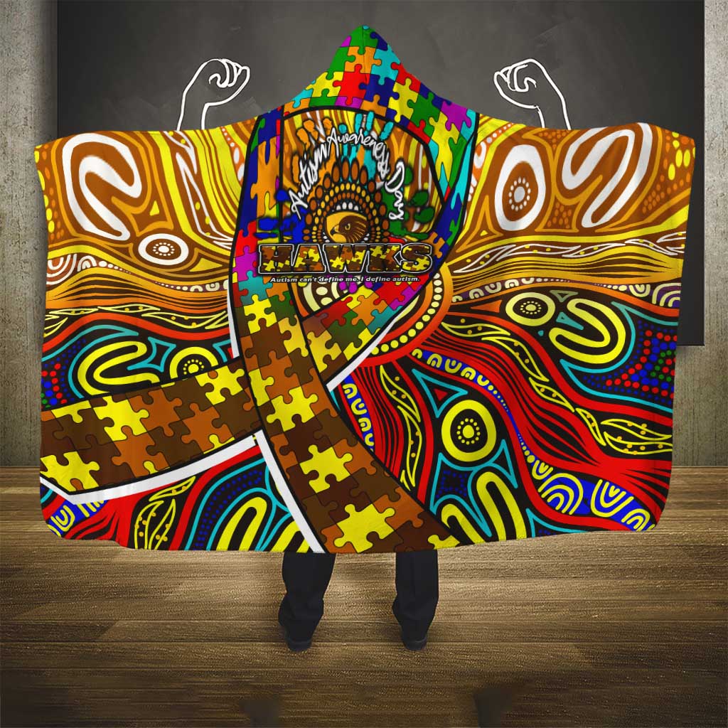 Autism Awareness Australia Hawthorn Hawks Hooded Blanket Aboriginal Indigenous Art