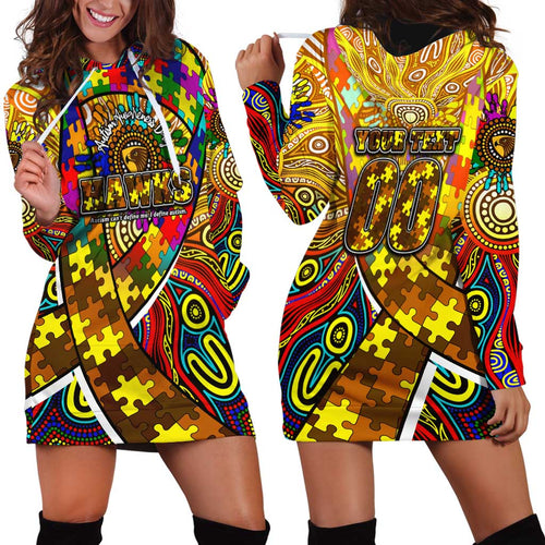 Autism Awareness Australia Hawthorn Hawks Hoodie Dress Aboriginal Indigenous Art