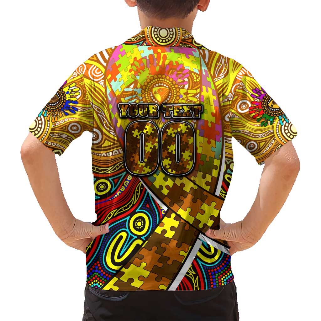 Autism Awareness Australia Hawthorn Hawks Kid Hawaiian Shirt Aboriginal Indigenous Art