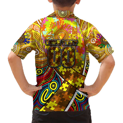 Autism Awareness Australia Hawthorn Hawks Kid Hawaiian Shirt Aboriginal Indigenous Art