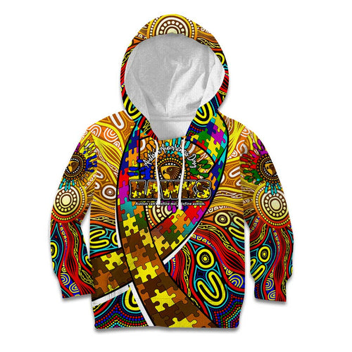Autism Awareness Australia Hawthorn Hawks Kid Hoodie Aboriginal Indigenous Art