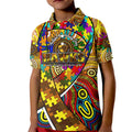 Autism Awareness Australia Hawthorn Hawks Kid Polo Shirt Aboriginal Indigenous Art