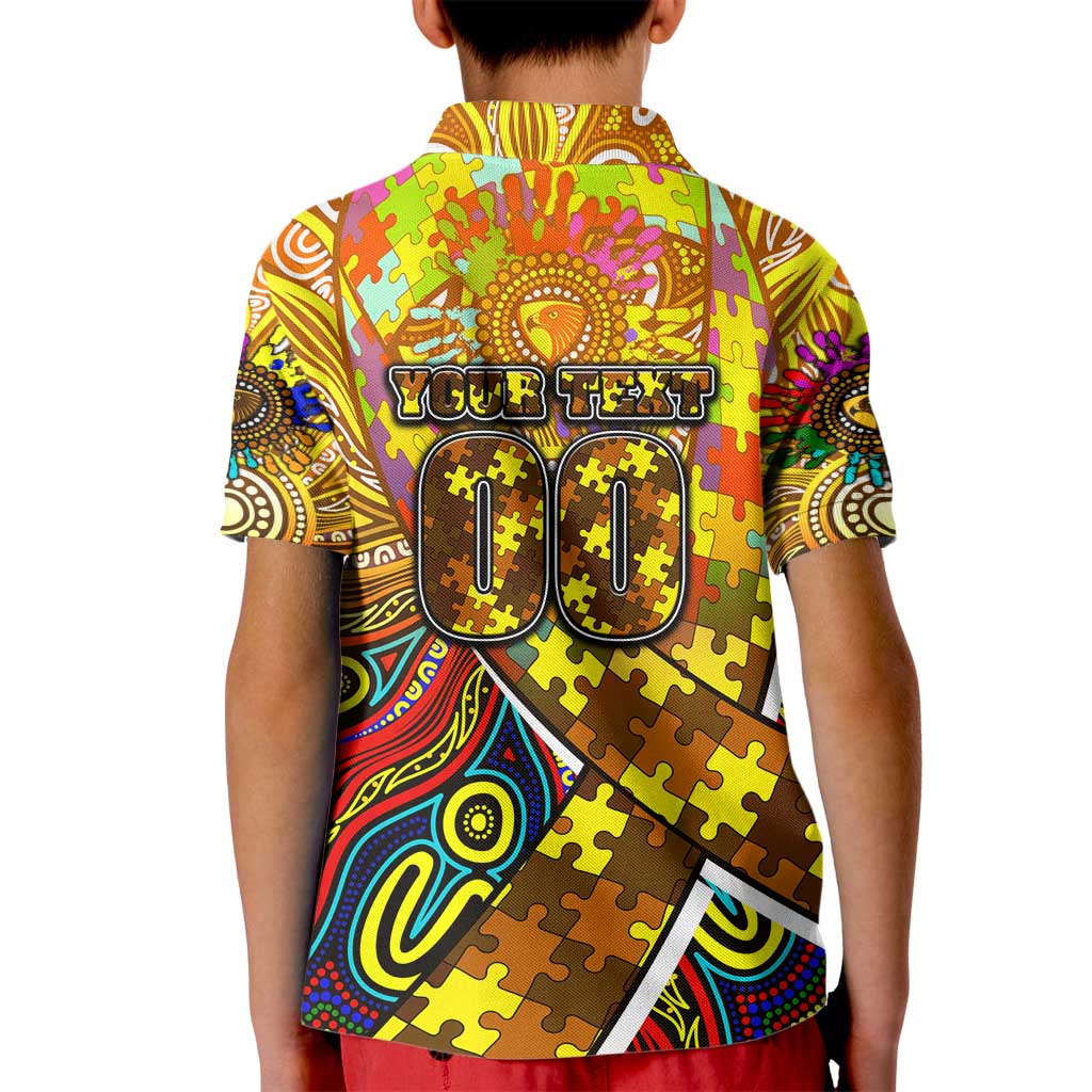 Autism Awareness Australia Hawthorn Hawks Kid Polo Shirt Aboriginal Indigenous Art