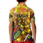 Autism Awareness Australia Hawthorn Hawks Kid Polo Shirt Aboriginal Indigenous Art