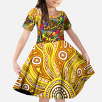 Autism Awareness Australia Hawthorn Hawks Kid Short Sleeve Dress Aboriginal Indigenous Art
