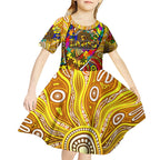Autism Awareness Australia Hawthorn Hawks Kid Short Sleeve Dress Aboriginal Indigenous Art