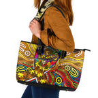 Autism Awareness Australia Hawthorn Hawks Leather Tote Bag Aboriginal Indigenous Art