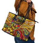 Autism Awareness Australia Hawthorn Hawks Leather Tote Bag Aboriginal Indigenous Art