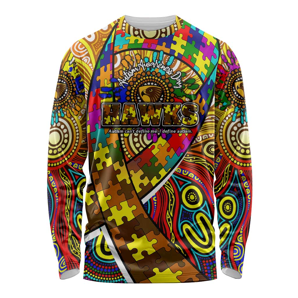 Autism Awareness Australia Hawthorn Hawks Long Sleeve Shirt Aboriginal Indigenous Art