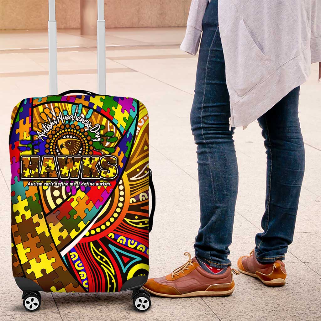 Autism Awareness Australia Hawthorn Hawks Luggage Cover Aboriginal Indigenous Art