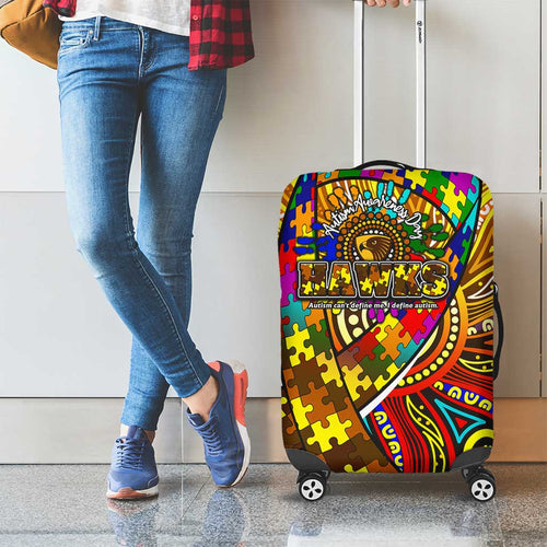 Autism Awareness Australia Hawthorn Hawks Luggage Cover Aboriginal Indigenous Art