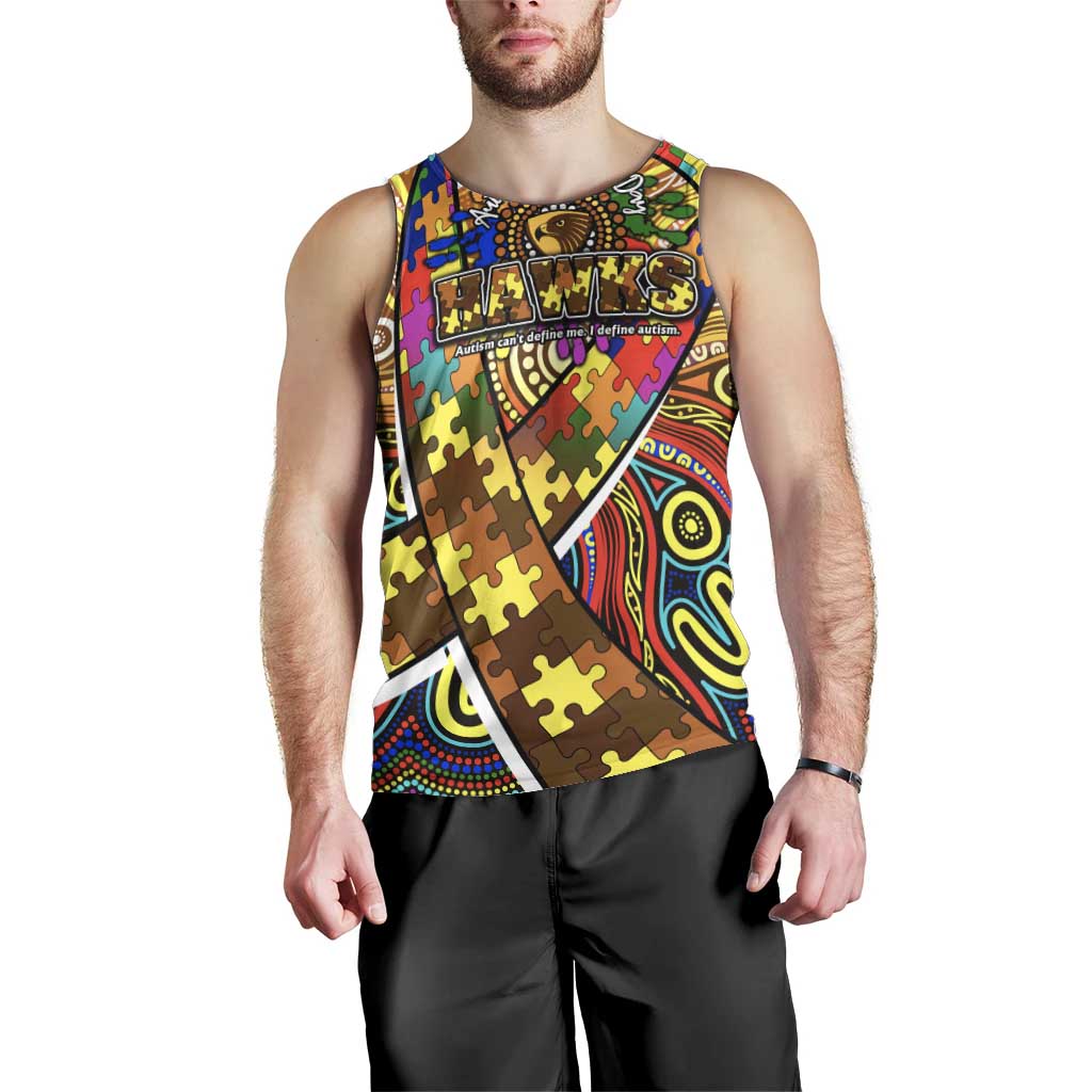 Autism Awareness Australia Hawthorn Hawks Men Tank Top Aboriginal Indigenous Art