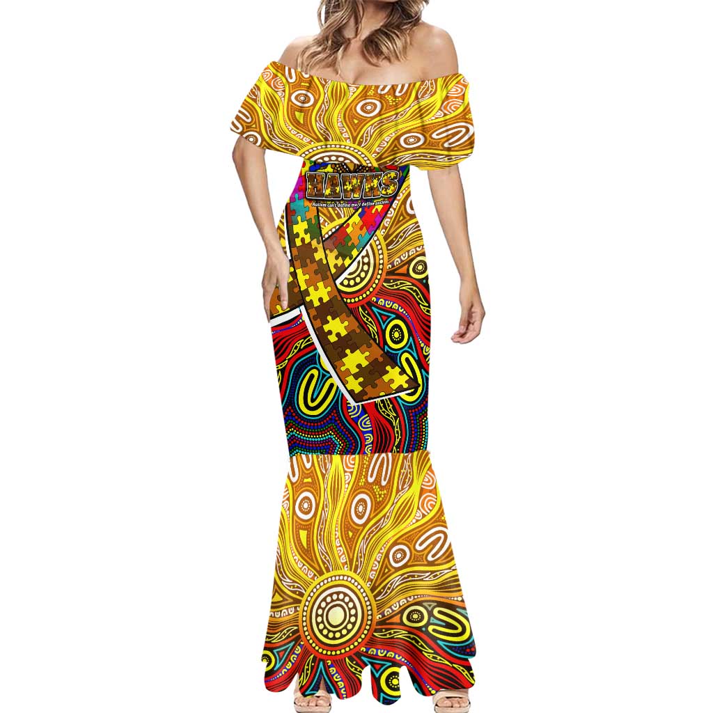 Autism Awareness Australia Hawthorn Hawks Mermaid Dress Aboriginal Indigenous Art