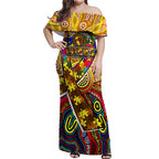 Autism Awareness Australia Hawthorn Hawks Off Shoulder Maxi Dress Aboriginal Indigenous Art