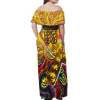 Autism Awareness Australia Hawthorn Hawks Off Shoulder Maxi Dress Aboriginal Indigenous Art