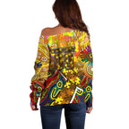 Autism Awareness Australia Hawthorn Hawks Off Shoulder Sweater Aboriginal Indigenous Art