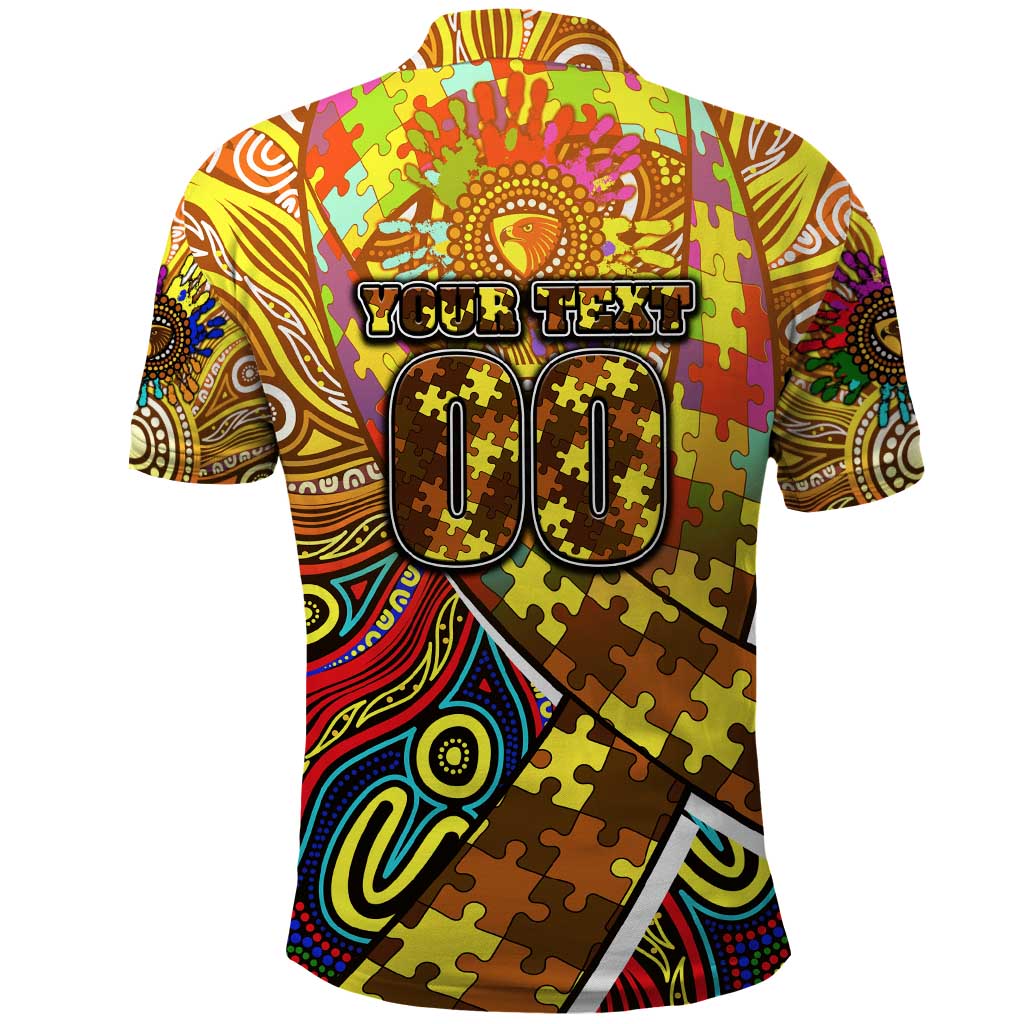 Autism Awareness Australia Hawthorn Hawks Polo Shirt Aboriginal Indigenous Art