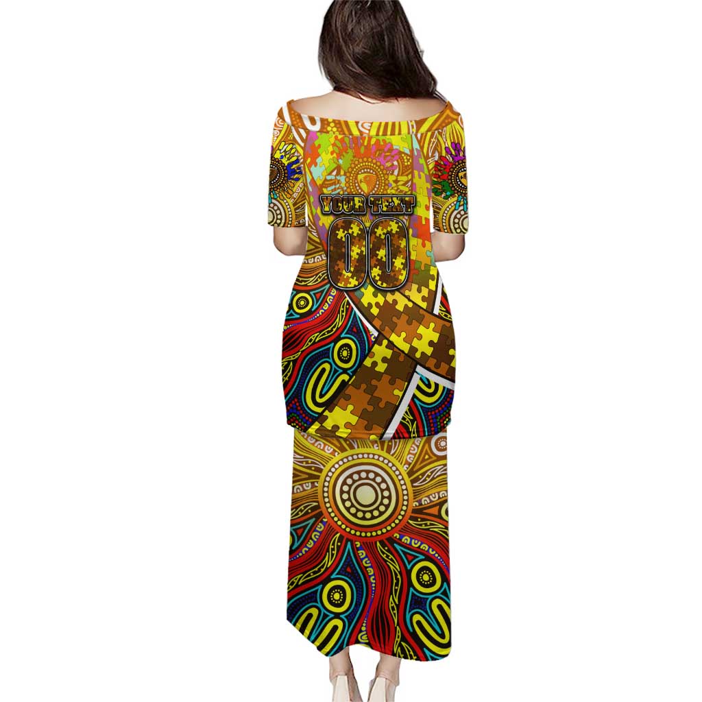 Autism Awareness Australia Hawthorn Hawks Puletasi Aboriginal Indigenous Art