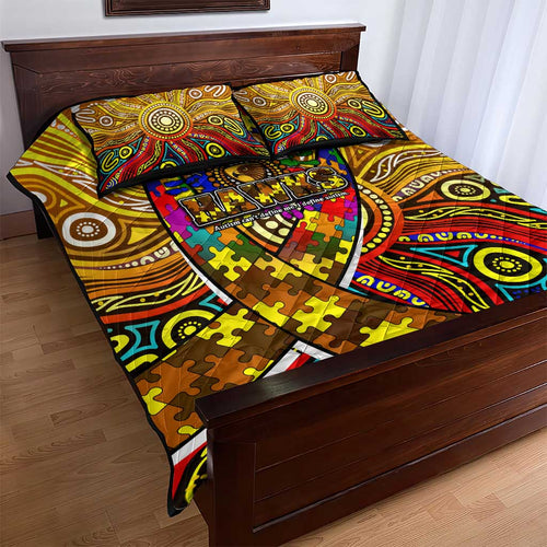 Autism Awareness Australia Hawthorn Hawks Quilt Bed Set Aboriginal Indigenous Art