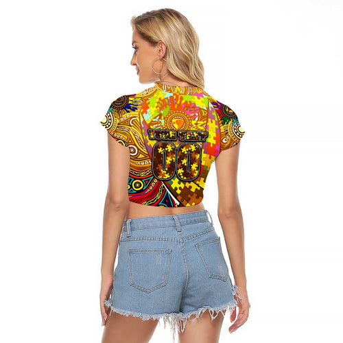 Autism Awareness Australia Hawthorn Hawks Raglan Cropped T Shirt Aboriginal Indigenous Art