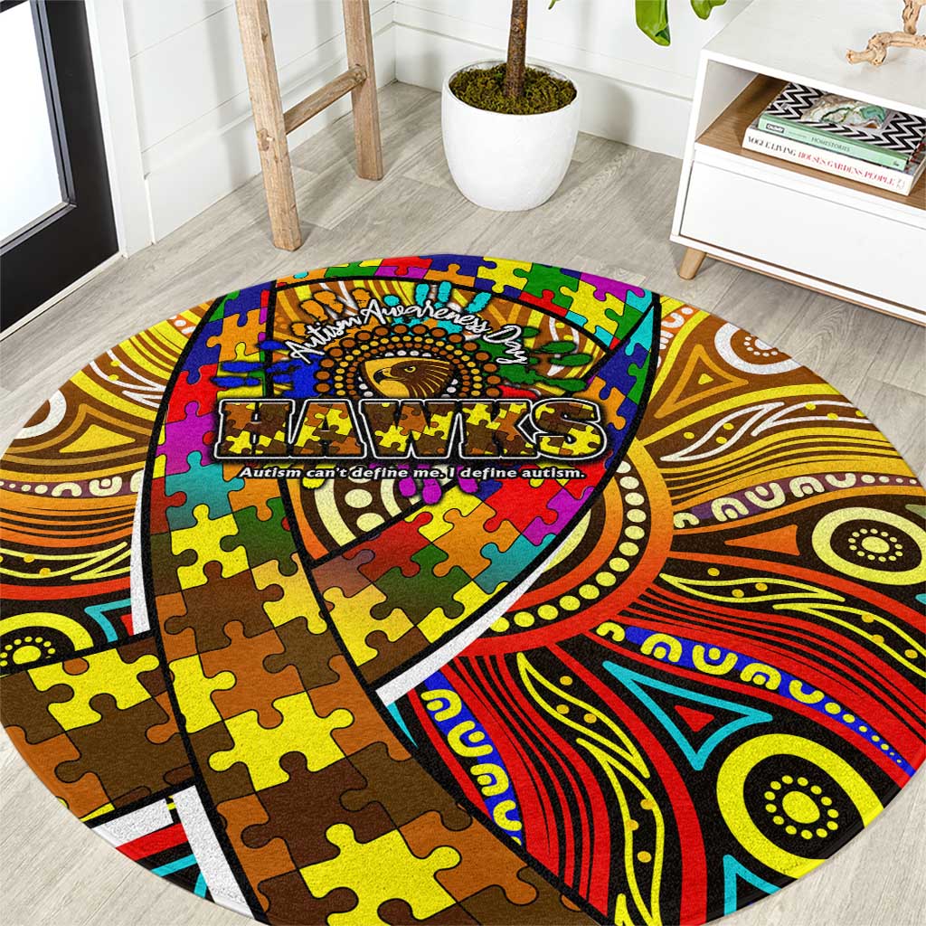 Autism Awareness Australia Hawthorn Hawks Round Carpet Aboriginal Indigenous Art