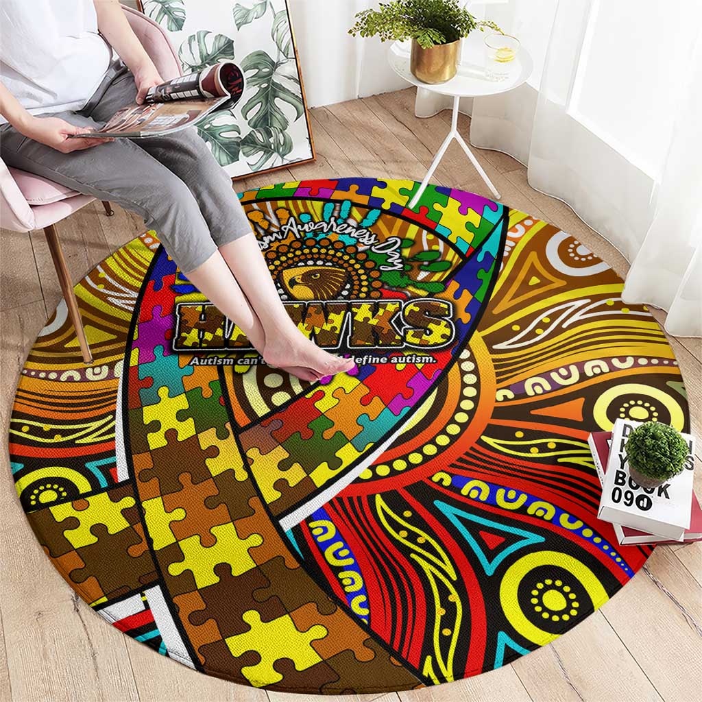 Autism Awareness Australia Hawthorn Hawks Round Carpet Aboriginal Indigenous Art