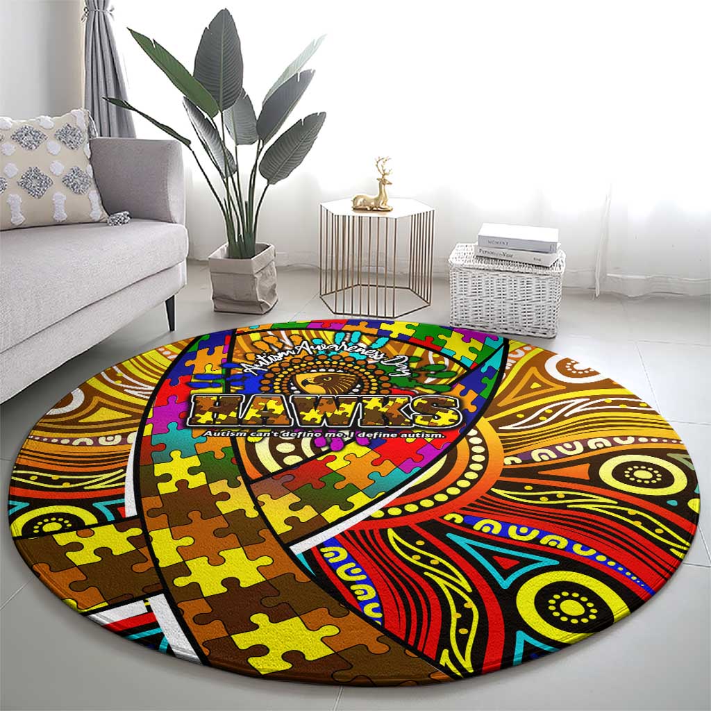 Autism Awareness Australia Hawthorn Hawks Round Carpet Aboriginal Indigenous Art