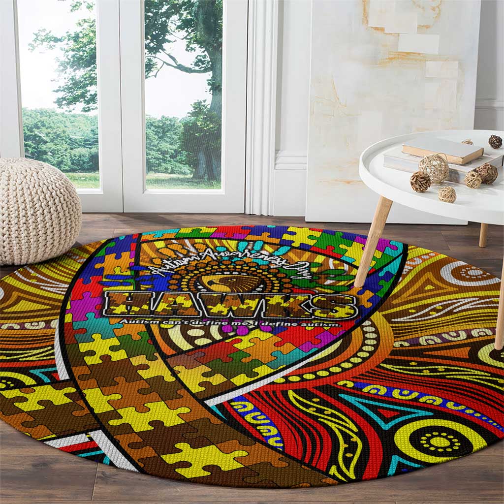 Autism Awareness Australia Hawthorn Hawks Round Carpet Aboriginal Indigenous Art