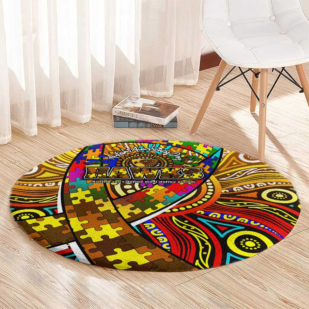 Autism Awareness Australia Hawthorn Hawks Round Carpet Aboriginal Indigenous Art