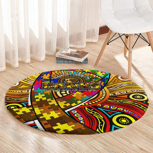 Autism Awareness Australia Hawthorn Hawks Round Carpet Aboriginal Indigenous Art