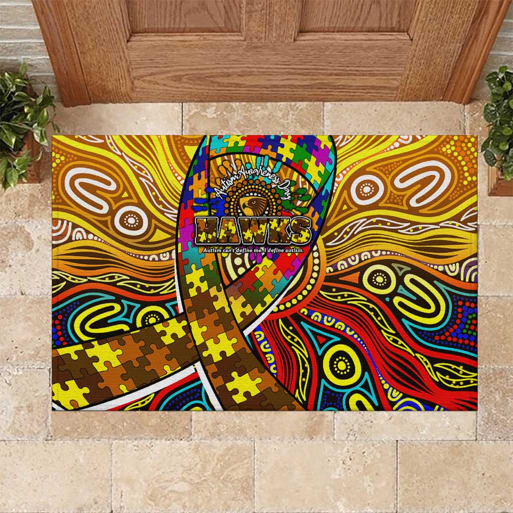 Autism Awareness Australia Hawthorn Hawks Rubber Doormat Aboriginal Indigenous Art