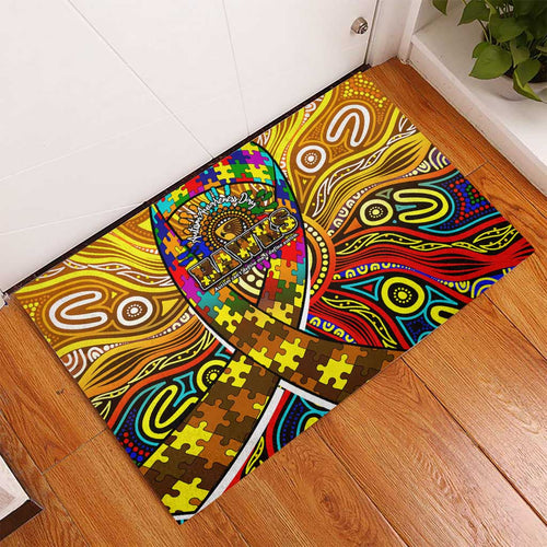 Autism Awareness Australia Hawthorn Hawks Rubber Doormat Aboriginal Indigenous Art