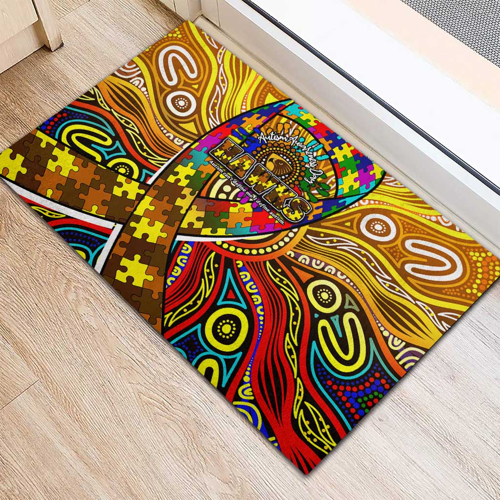 Autism Awareness Australia Hawthorn Hawks Rubber Doormat Aboriginal Indigenous Art