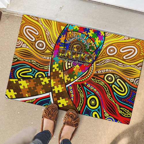 Autism Awareness Australia Hawthorn Hawks Rubber Doormat Aboriginal Indigenous Art