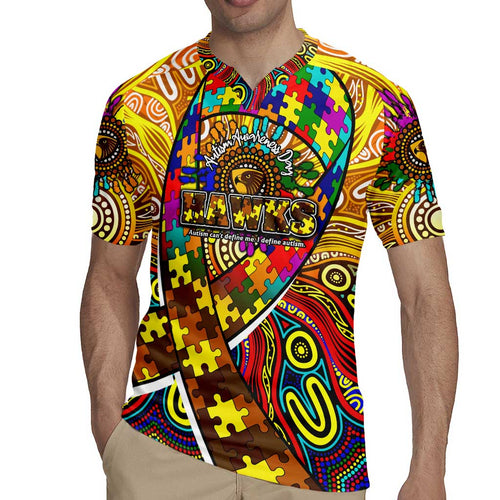 Autism Awareness Australia Hawthorn Hawks Rugby Jersey Aboriginal Indigenous Art