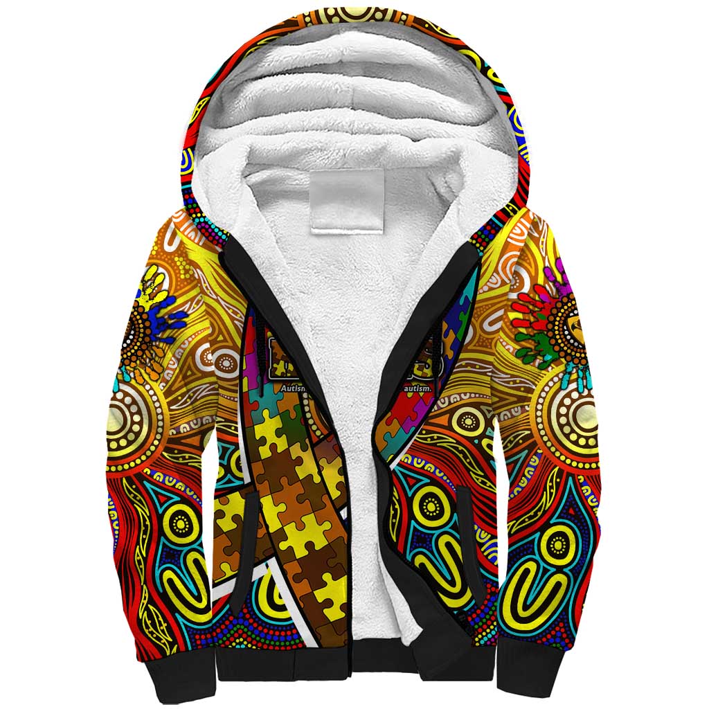 Autism Awareness Australia Hawthorn Hawks Sherpa Hoodie Aboriginal Indigenous Art