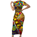 Autism Awareness Australia Hawthorn Hawks Short Sleeve Bodycon Dress Aboriginal Indigenous Art