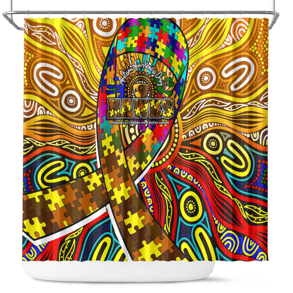 Autism Awareness Australia Hawthorn Hawks Shower Curtain Aboriginal Indigenous Art