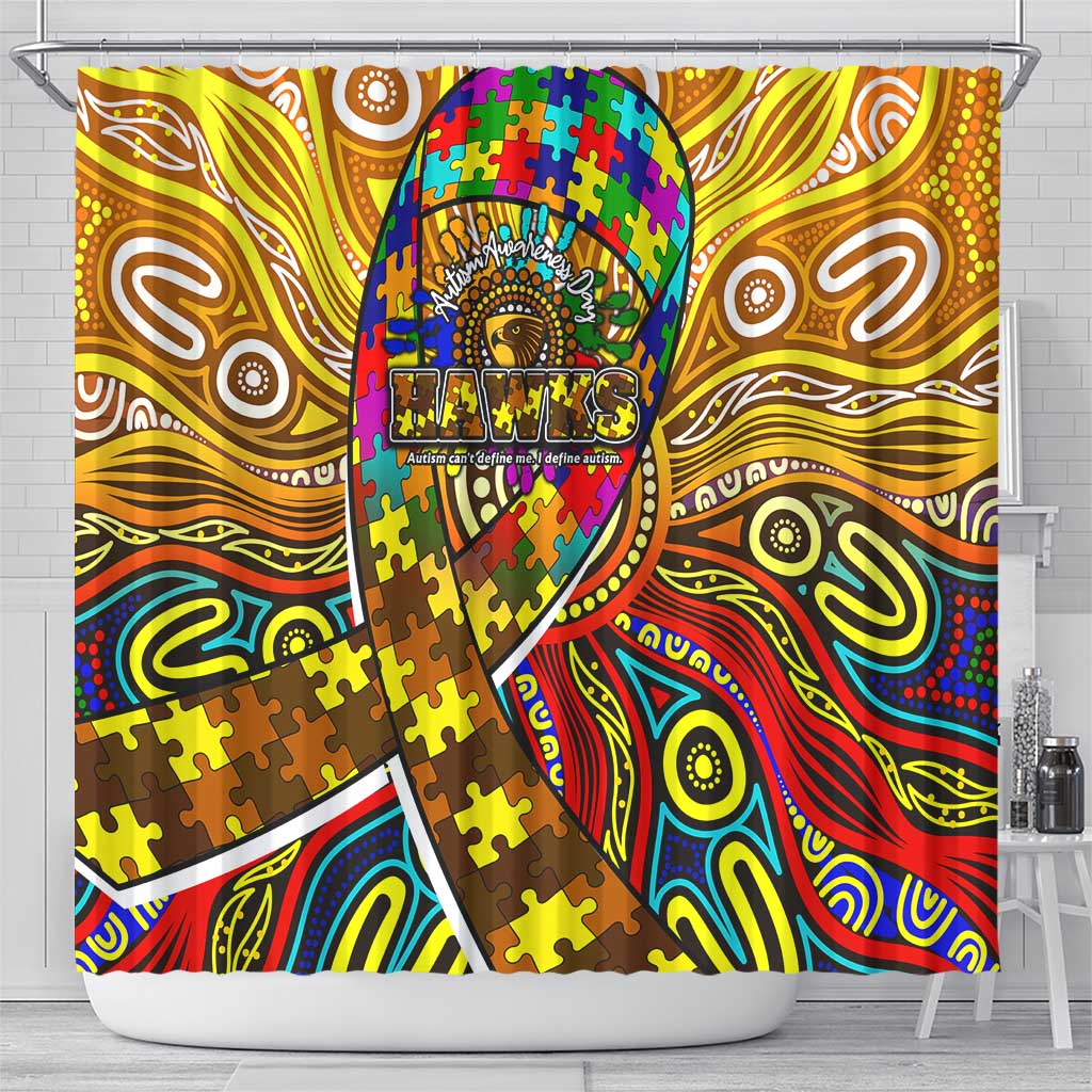Autism Awareness Australia Hawthorn Hawks Shower Curtain Aboriginal Indigenous Art