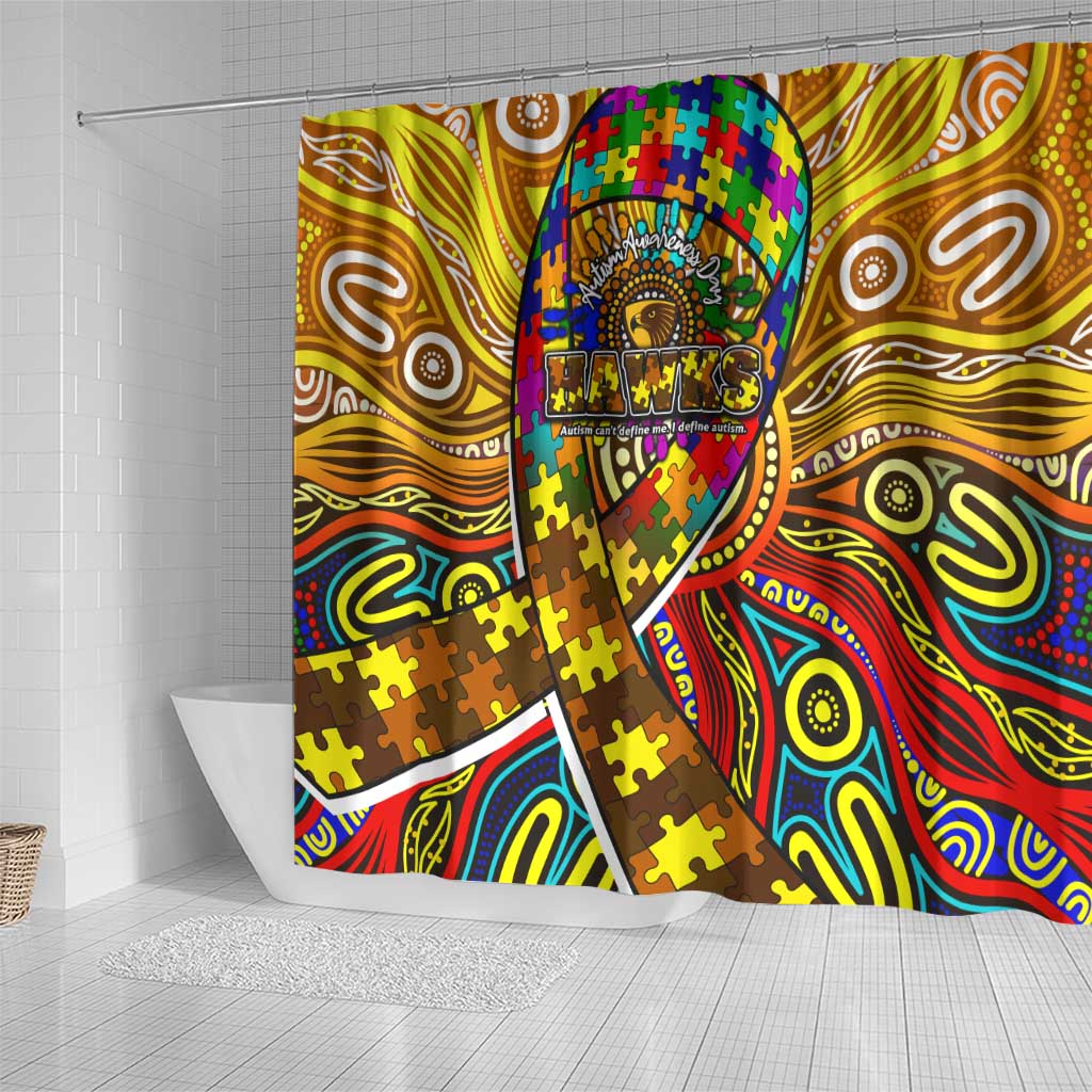Autism Awareness Australia Hawthorn Hawks Shower Curtain Aboriginal Indigenous Art
