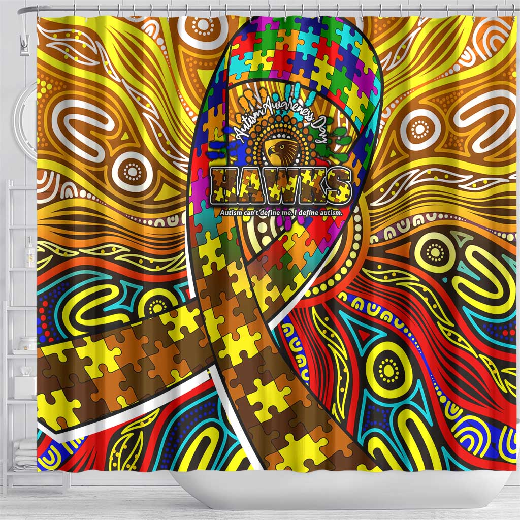Autism Awareness Australia Hawthorn Hawks Shower Curtain Aboriginal Indigenous Art