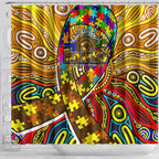 Autism Awareness Australia Hawthorn Hawks Shower Curtain Aboriginal Indigenous Art