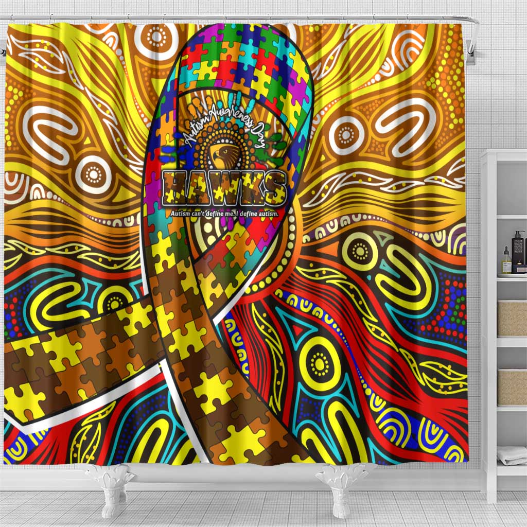 Autism Awareness Australia Hawthorn Hawks Shower Curtain Aboriginal Indigenous Art